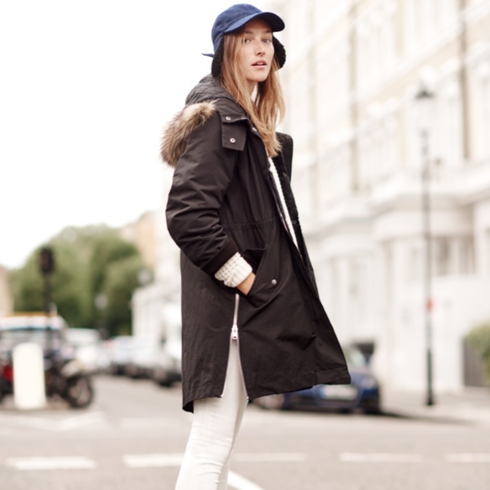 Madewell Black Side Zip Field Parka